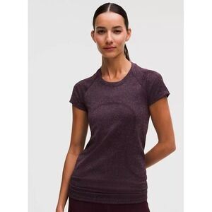 Lululemon Swiftly Tech Shirt Women Purple Heathered Stripe Athletic Top Size6
